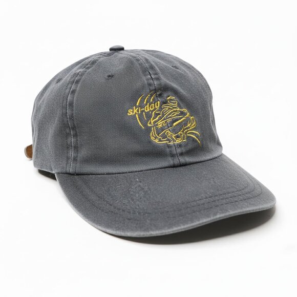 Vintage Ski-Doo Cotton Baseball Cap Hat - Grey & Yellow Adjustable Back Strap - Picture 1 of 12